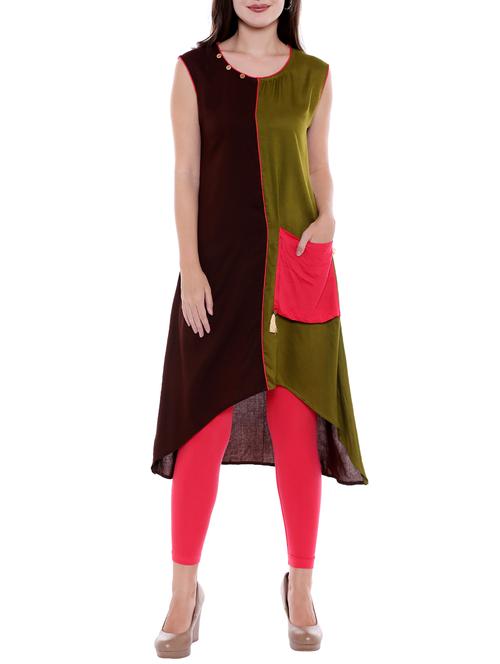 color block high-low kurta - 15047153 - Very Small Image - 1
