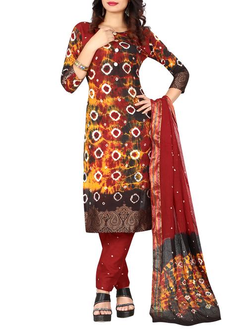 multi colored bandhani straight pant suit - 15047352 - Very Small Image - 1