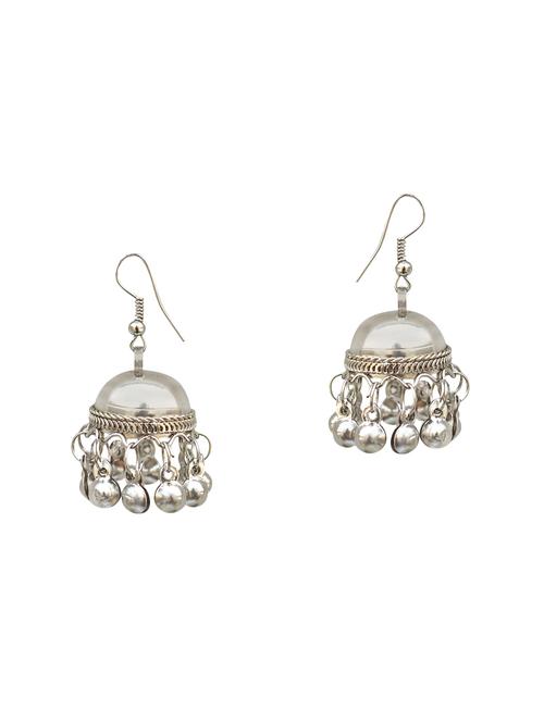 silver metal jhumka earrings - 15047499 - Very Small Image - 1