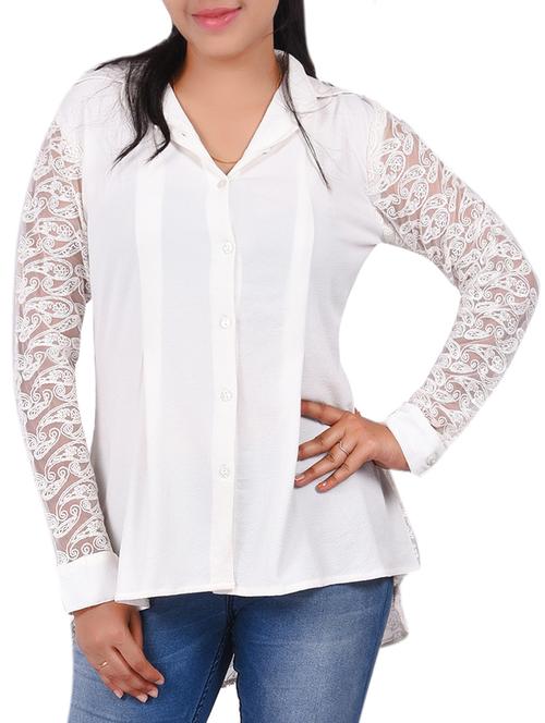 sheer panel solid shirt - 15047547 - Very Small Image - 1