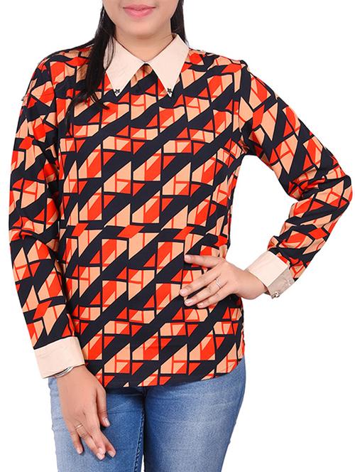orange printed top - 15047549 - Very Small Image - 1