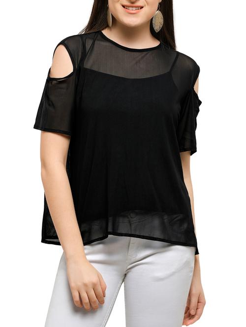 cold shoulder key hole back top - 15047595 - Very Small Image - 1