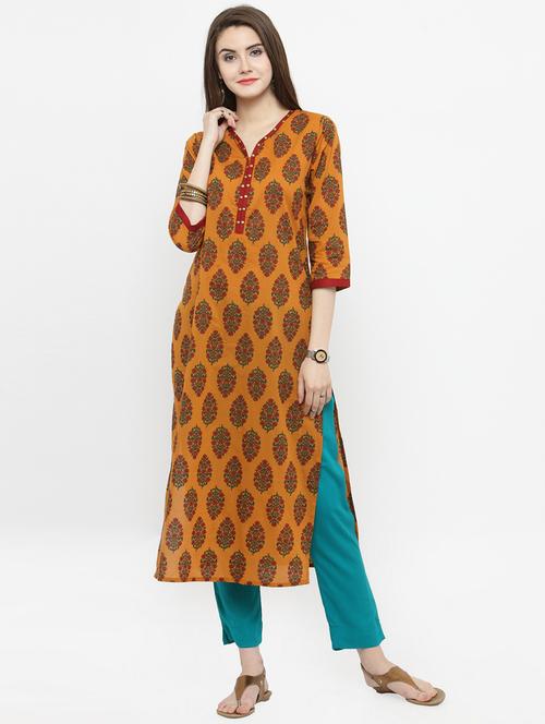 block printed kurta pant set - 15049549 - Very Small Image - 1