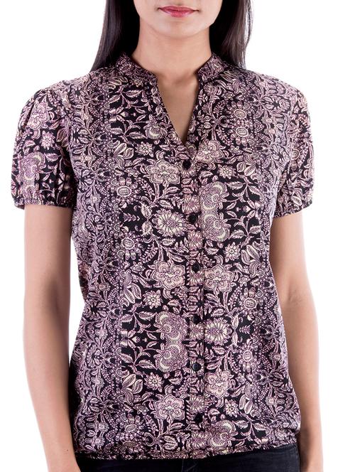 amadore olive crepe printed top - 15049771 - Very Small Image - 1