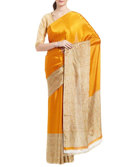 yellow bordered saree with blouse - 15050281 - Very Small Image - 1