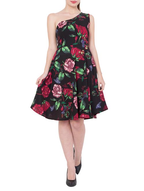 black floral fit & flare dress - 15050416 - Very Small Image - 1