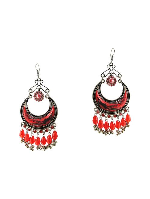 red metal drop earrings - 15050514 - Very Small Image - 1