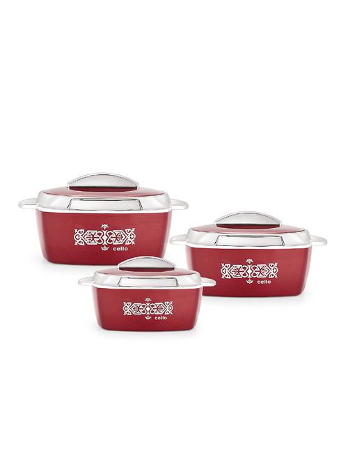 crown plastic casserole set, 3-pieces, maroon - 15050859 - Very Small Image - 1