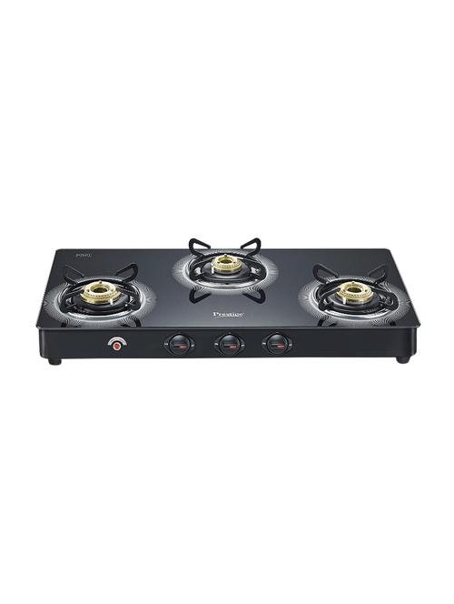 plus aluminum 3 burner gas stove, black (40205) auto ignition - 15050897 - Very Small Image - 1