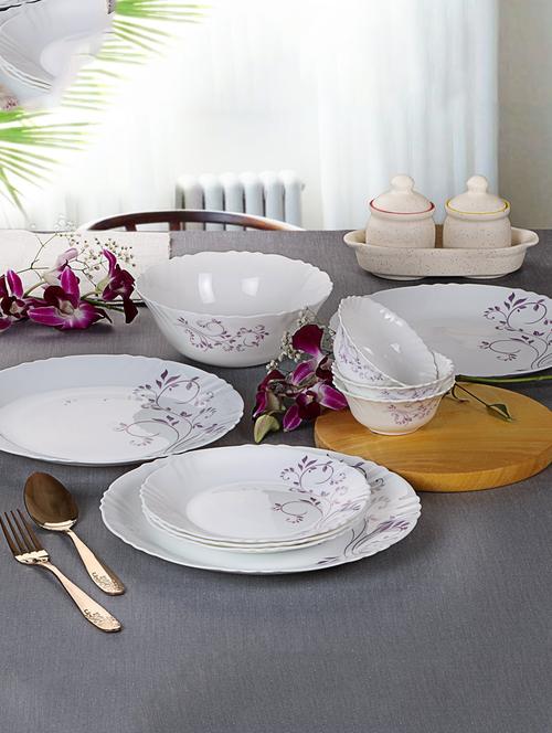 imperial purple hues opalware dinner set, 19 pieces, white - 15051022 - Very Small Image - 1