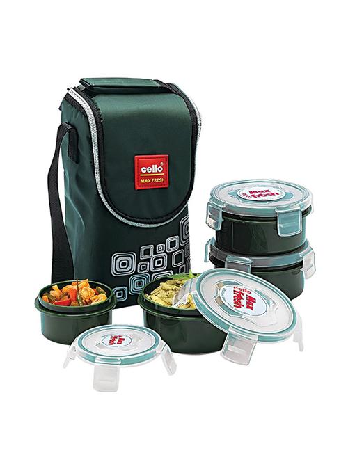 max fresh click polypropylene lunch box set, 4-pieces, green - 15051114 - Very Small Image - 1