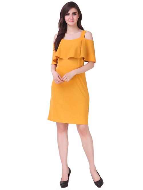 solid yellow hosery sheath dress - 15051366 - Very Small Image - 1