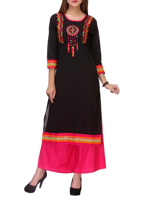 embroidered kurta with palazzo set - 15051557 - Very Small Image - 1