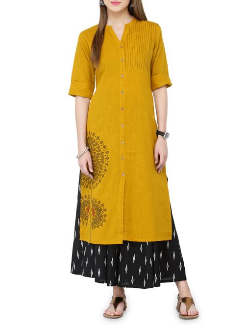 embroidered buttoned kurta palazzo set - 15051611 - Very Small Image - 1