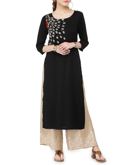 embroidered kurta palazzo set - 15051613 - Very Small Image - 1