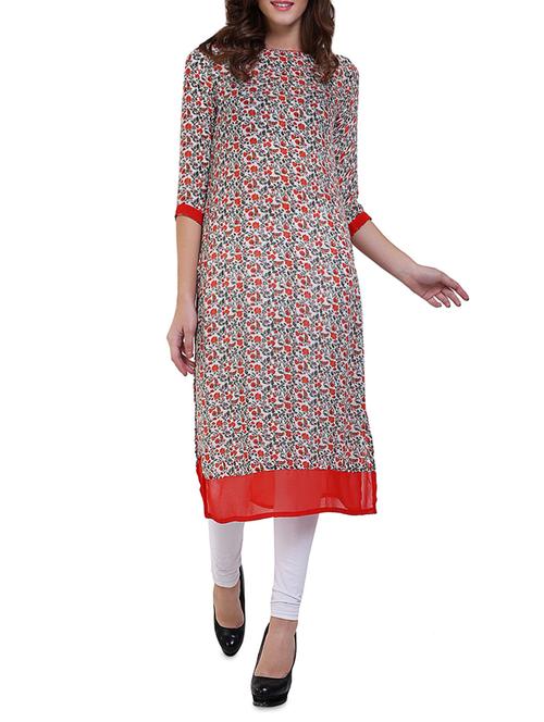 orange rayon straight kurta - 15054504 - Very Small Image - 1