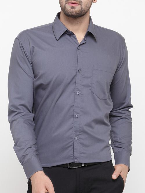 grey cotton formal shirt - 15054851 - Very Small Image - 1
