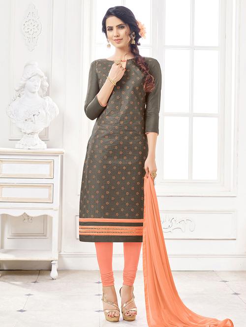 grey churidaar suits unstitched suit - 15054915 - Very Small Image - 1