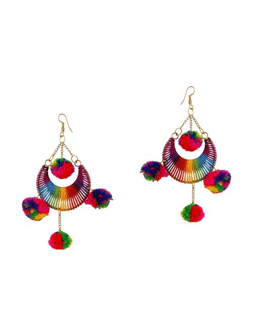 multi colored gold plated drop earrings - 15055011 - Very Small Image - 1