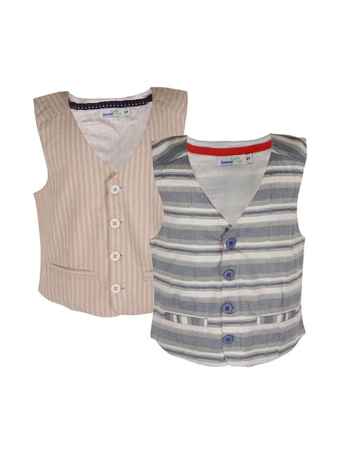 set of 2 multi colored cotton waistcoats - 15055023 - Very Small Image - 1