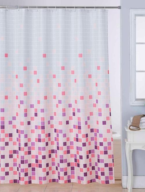 waterproof printed shower curtain ( 12pc plastic hooks included) - 15055349 - Very Small Image - 1