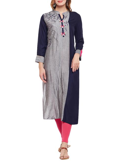 straight embroidered kurta - 15056031 - Very Small Image - 1