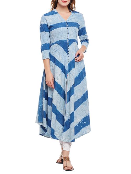 flared color block kurta - 15056058 - Very Small Image - 1