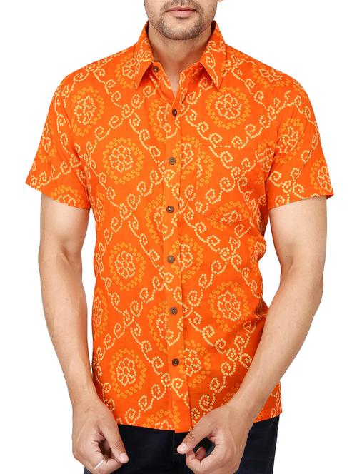 orange cotton casual shirt - 15056078 - Very Small Image - 1