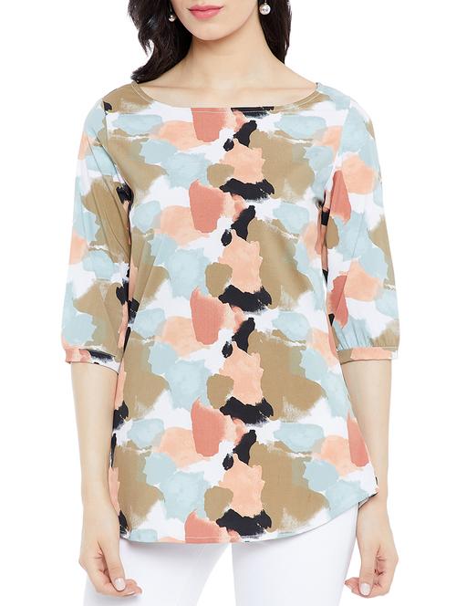 blue crepe printed top - 15057364 - Very Small Image - 1