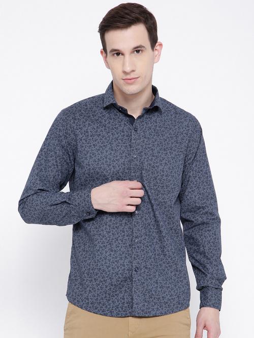 navy blue cotton casual shirt - 15057520 - Very Small Image - 1