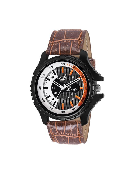 britex brown leather strap analog watch for men / boys - (bt6234) - 15057647 - Very Small Image - 1