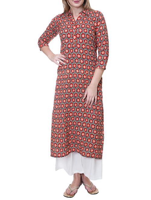 red rayon straight kurta - 15057717 - Very Small Image - 1
