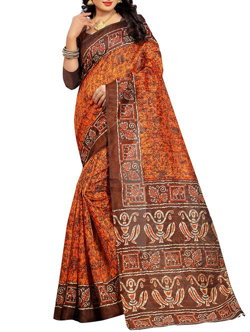 orange art silk bhagalpuri saree - 15057820 - Very Small Image - 1