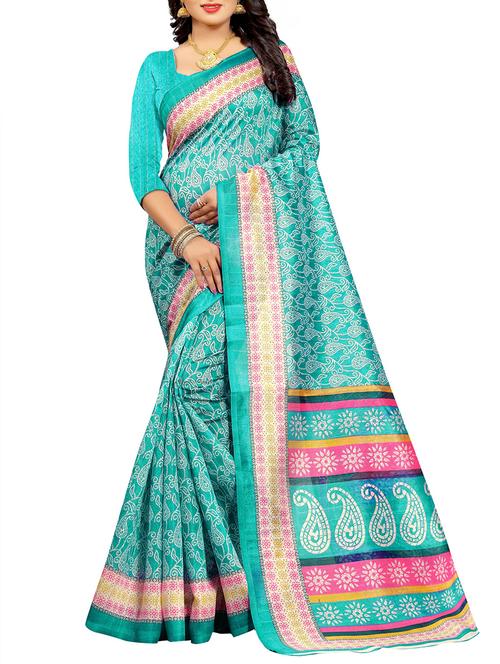 turquoise art silk bhagalpuri saree - 15057829 - Very Small Image - 1