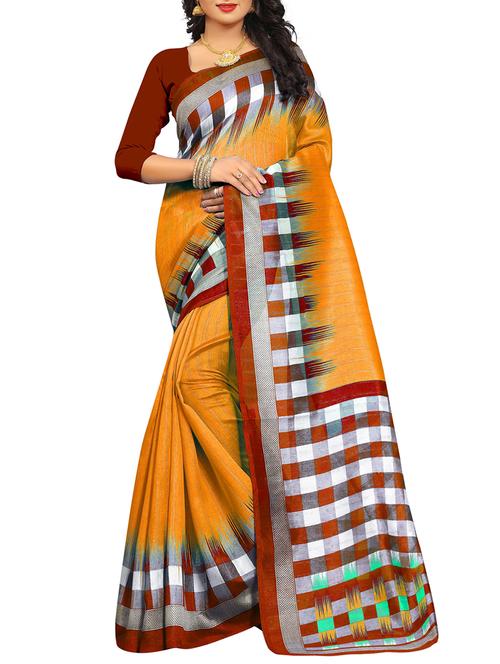 mustard art silk bhagalpuri saree - 15057846 - Very Small Image - 1