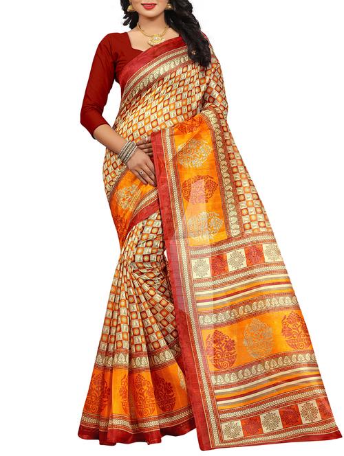 yellow art silk bhagalpuri saree - 15057863 - Very Small Image - 1