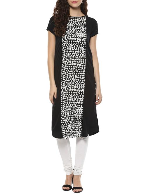 black crepe straight kurta - 15057959 - Very Small Image - 1