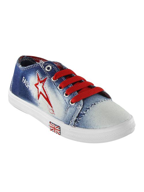 blue denim laceup sneakers - 15058367 - Very Small Image - 1