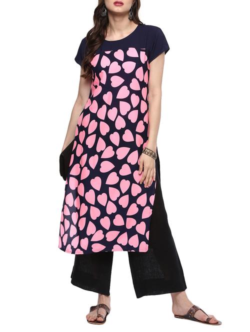 blue crepe straight kurta - 15058700 - Very Small Image - 1
