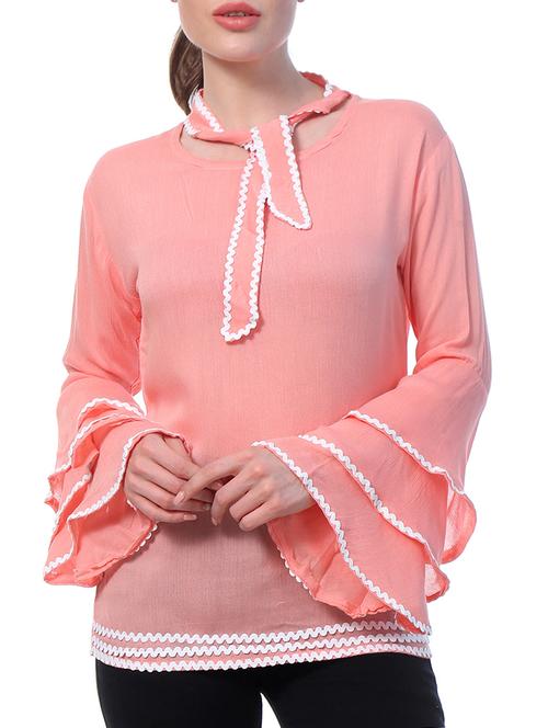 solid pink crepe top - 15059278 - Very Small Image - 1