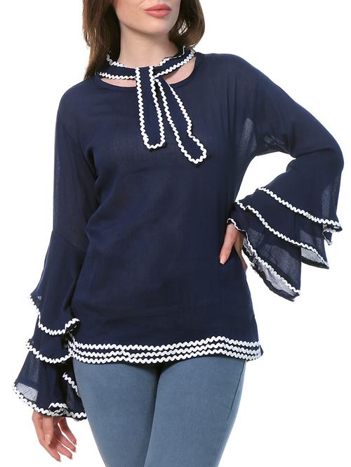 scalloped layered bell sleeved top - 15059281 - Very Small Image - 1