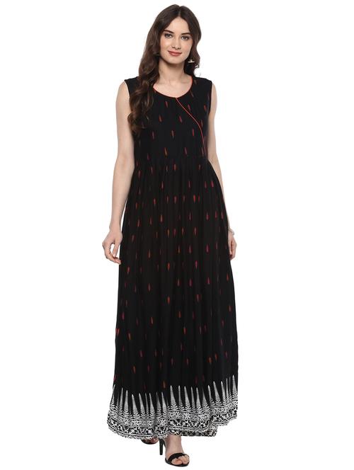 black rayon flared kurta - 15059593 - Very Small Image - 1