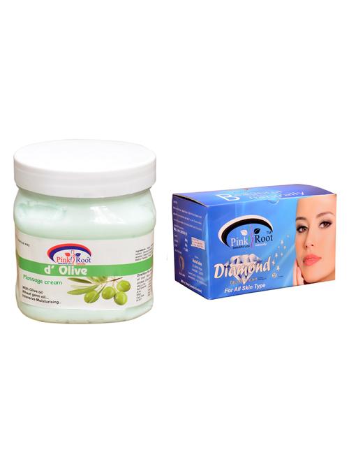 pink root diamond bleach 250gm and pink root d'olive massage cream 500ml - 15059661 - Very Small Image - 1