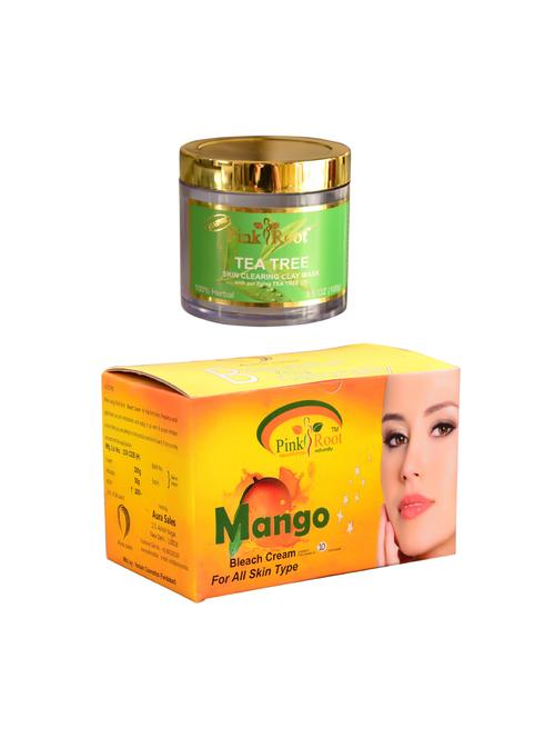 pink root mango bleach 250gm and pink root tea tree skin clearing clay mask 100gm - 15059830 - Very Small Image - 1