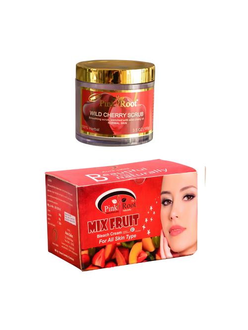 pink root mix fruit bleach 250gm and pink root wild cherry scrub 100gm - 15059896 - Very Small Image - 1