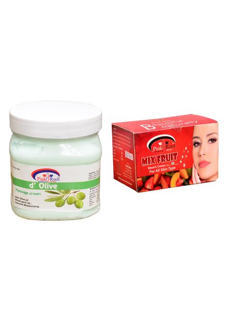 pink root mix fruit bleach 250gm and pink root d'olive massage cream 500ml - 15059901 - Very Small Image - 1