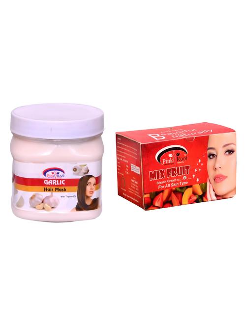 pink root mix fruit bleach 250gm and pink root garlic hair mask 500ml - 15059917 - Very Small Image - 1