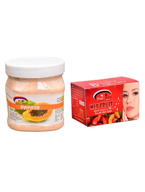pink root mix fruit bleach 250gm and pink root papaya scrub 500ml - 15059936 - Very Small Image - 1