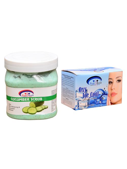 pink root oxy ice cool bleach 250gm and pink root cucumber scrub 500ml - 15060048 - Very Small Image - 1