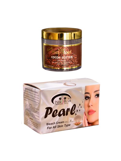 pink root pearl bleach 250gm and pink root cocoa butter scrub 100gm - 15060072 - Very Small Image - 1